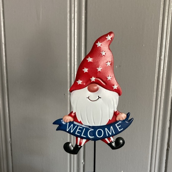 NWT- Set of 5- Welcome Gnomes & 3 Patriotic Stars 🇺🇸 Metal Yard Stakes - Picture 13 of 17